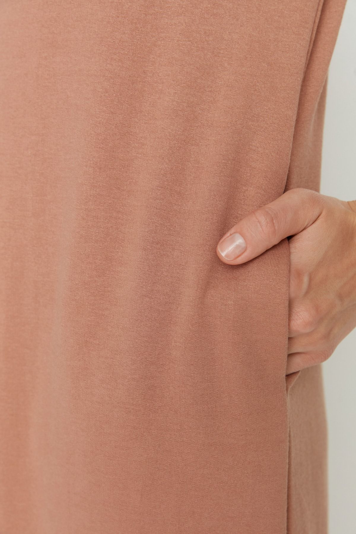 Trendyol Modest Camel Kapüşonlu Örme Sweat Elbise TCTAW22EB0142 RN9162