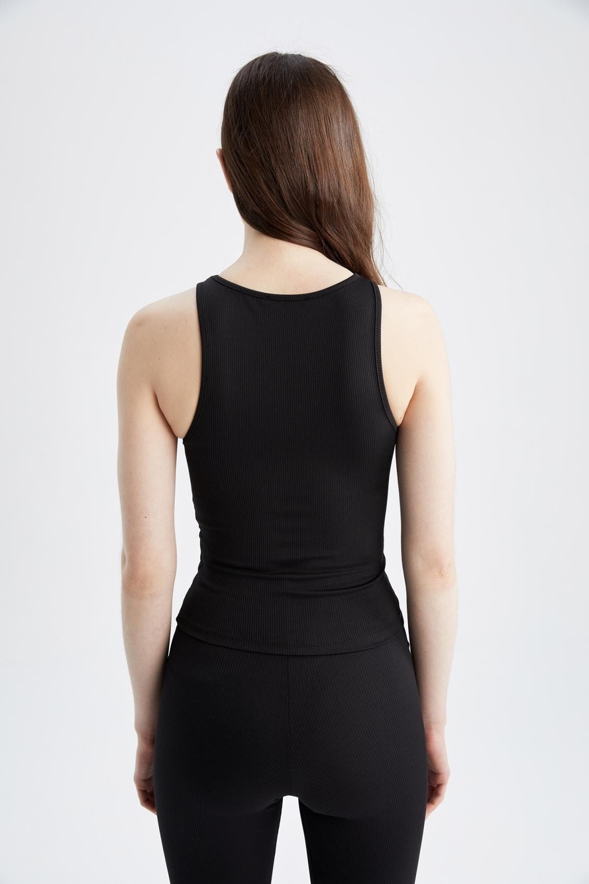 DeFacto-Fit Neckholder-Kragen, geripptes Leibchen für Sportler 5