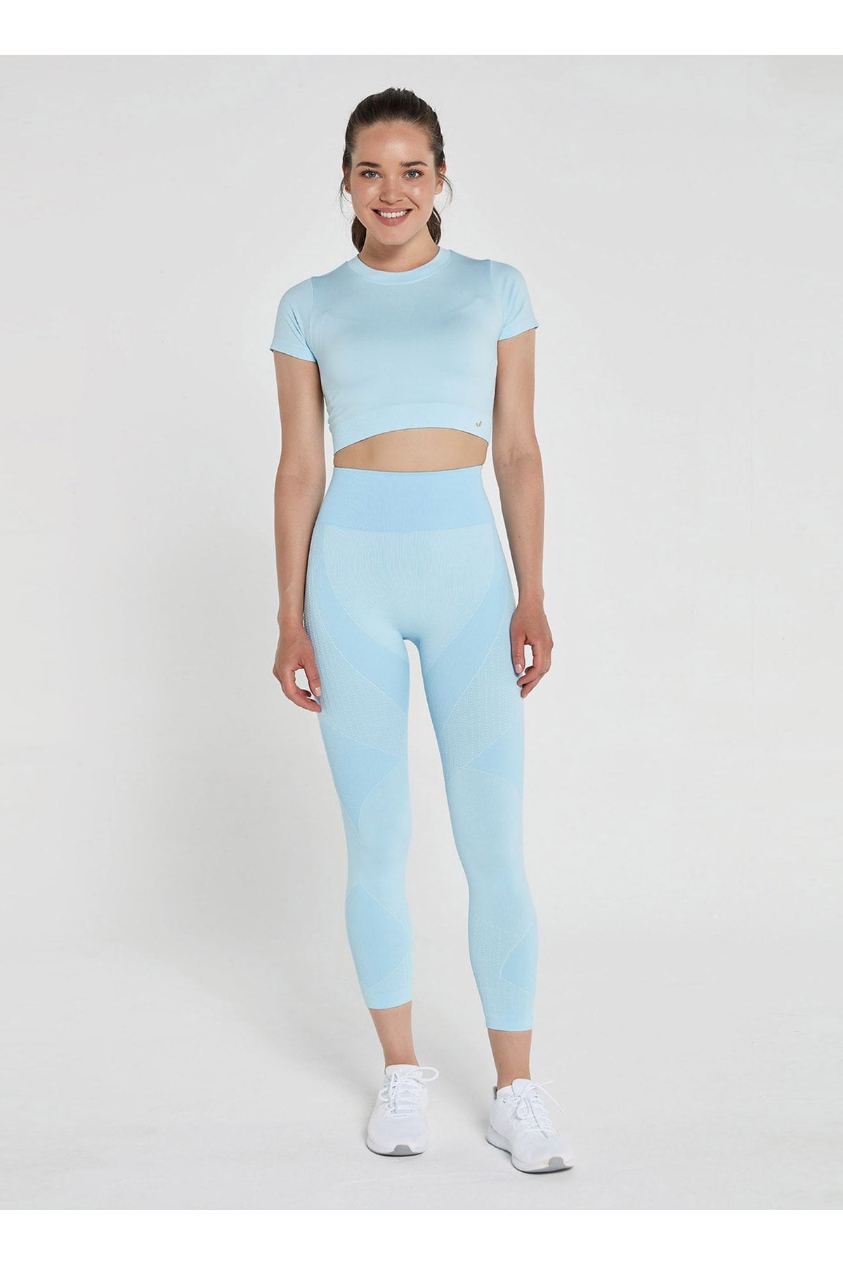 Jerf Captiva Yumuşak Dokulu & Esnek Crop Top Mavi