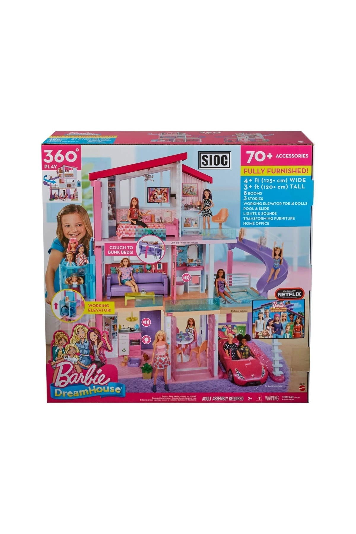Barbie 'nin Üç Katlı Rüya Evi Ve Aksesuarları Oyun Seti Gnh53