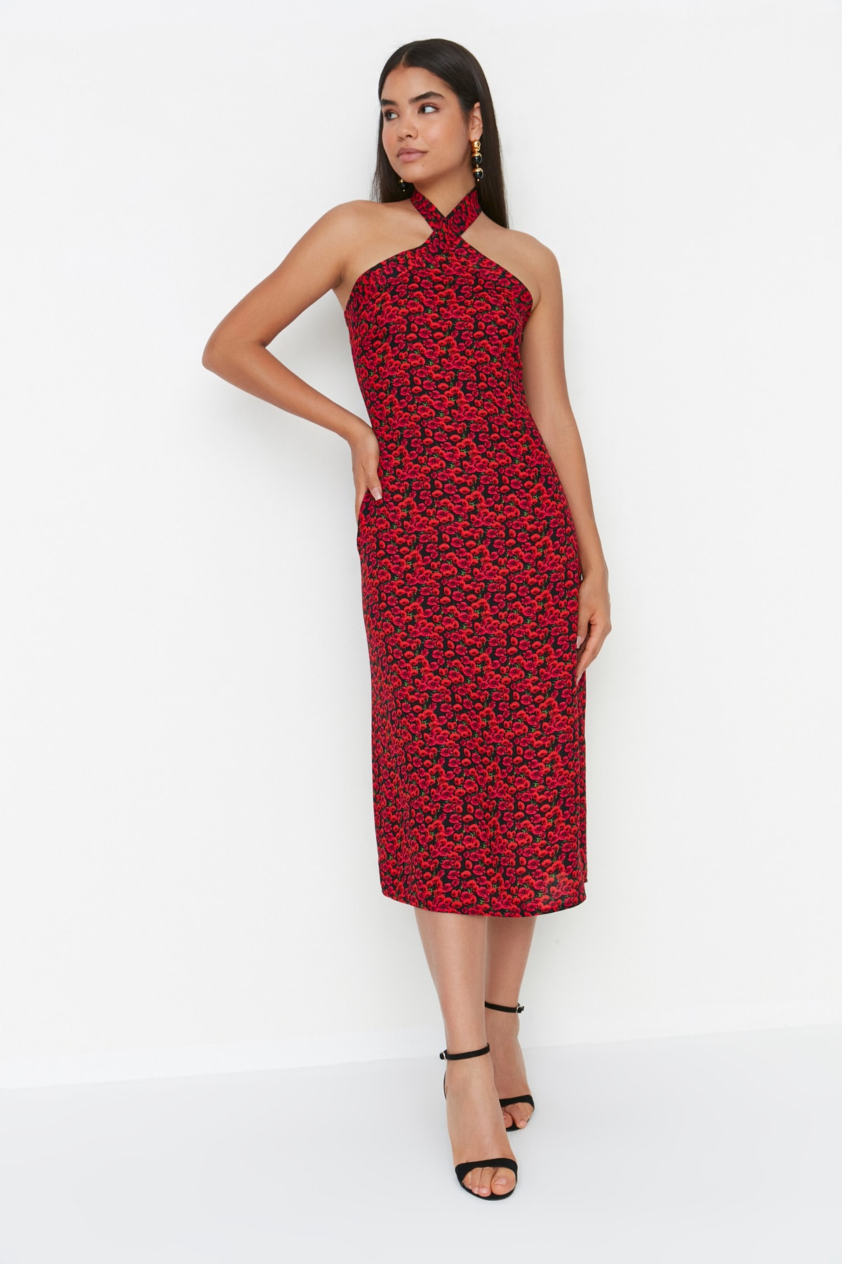 Trendyol Collection Kleid Bordeaux A-Linie Fast ausverkauft
