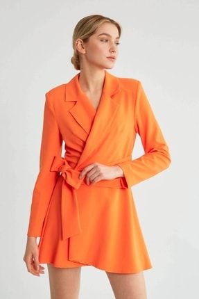 Kuşak Detaylı Ceket Elbise Orange D88387-134