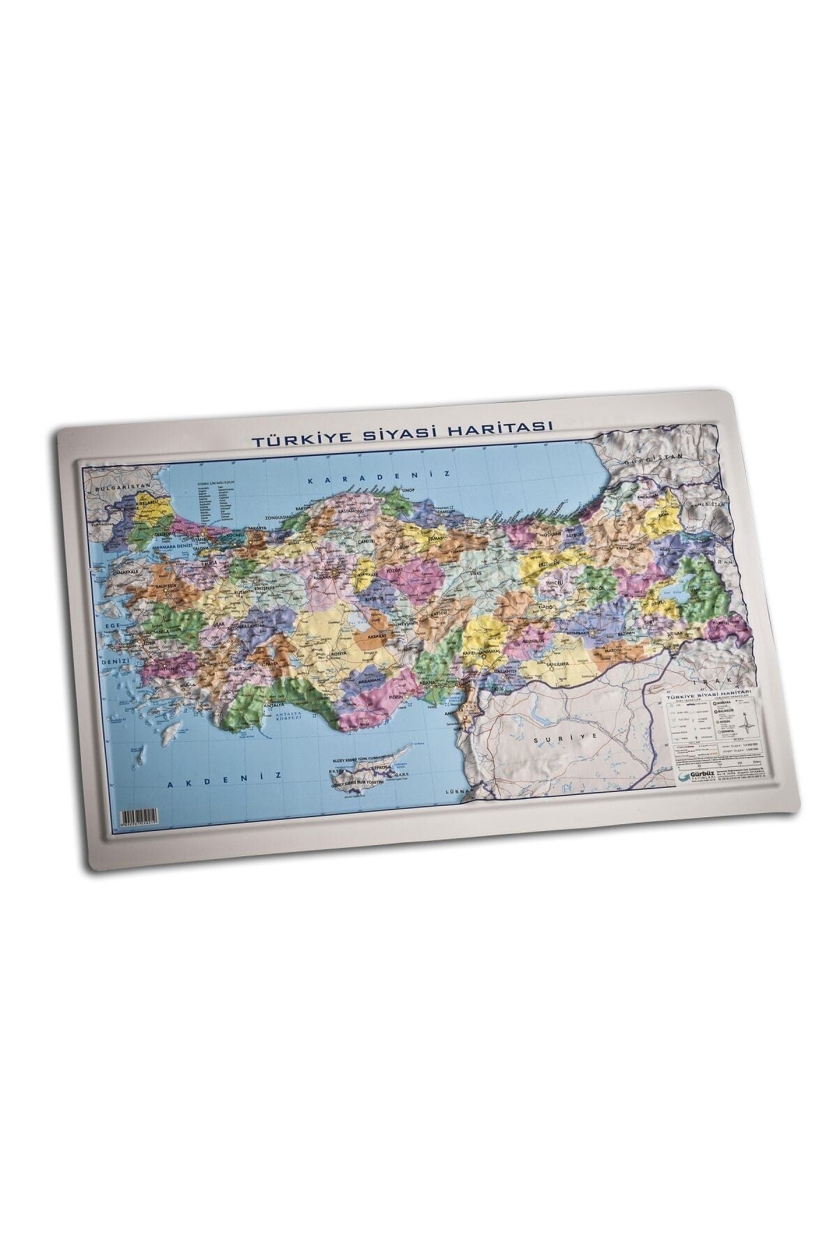 Gürbüz Yayınları Kabartma Türkiye Siyasi Haritası 35x50cm