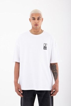 Oversize Muhammed Ali Baskılı Pamukl T-shirt Beyaz M1709