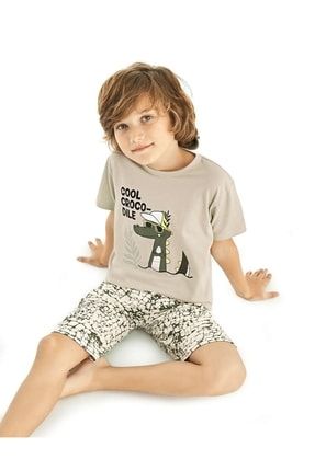 Crocodile Baskılı Erkek Çocuk Yazlık Pijama Takımı - 11557