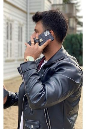Siyah Timsah Derisi Model Parmak Tutuculu Iphone 13 Pro Max Deri Kılıf Uyumlu 66902255619561210