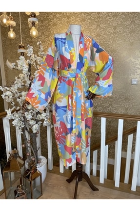 Kimono Salaş Desenli Renkli Kimono Elthi160