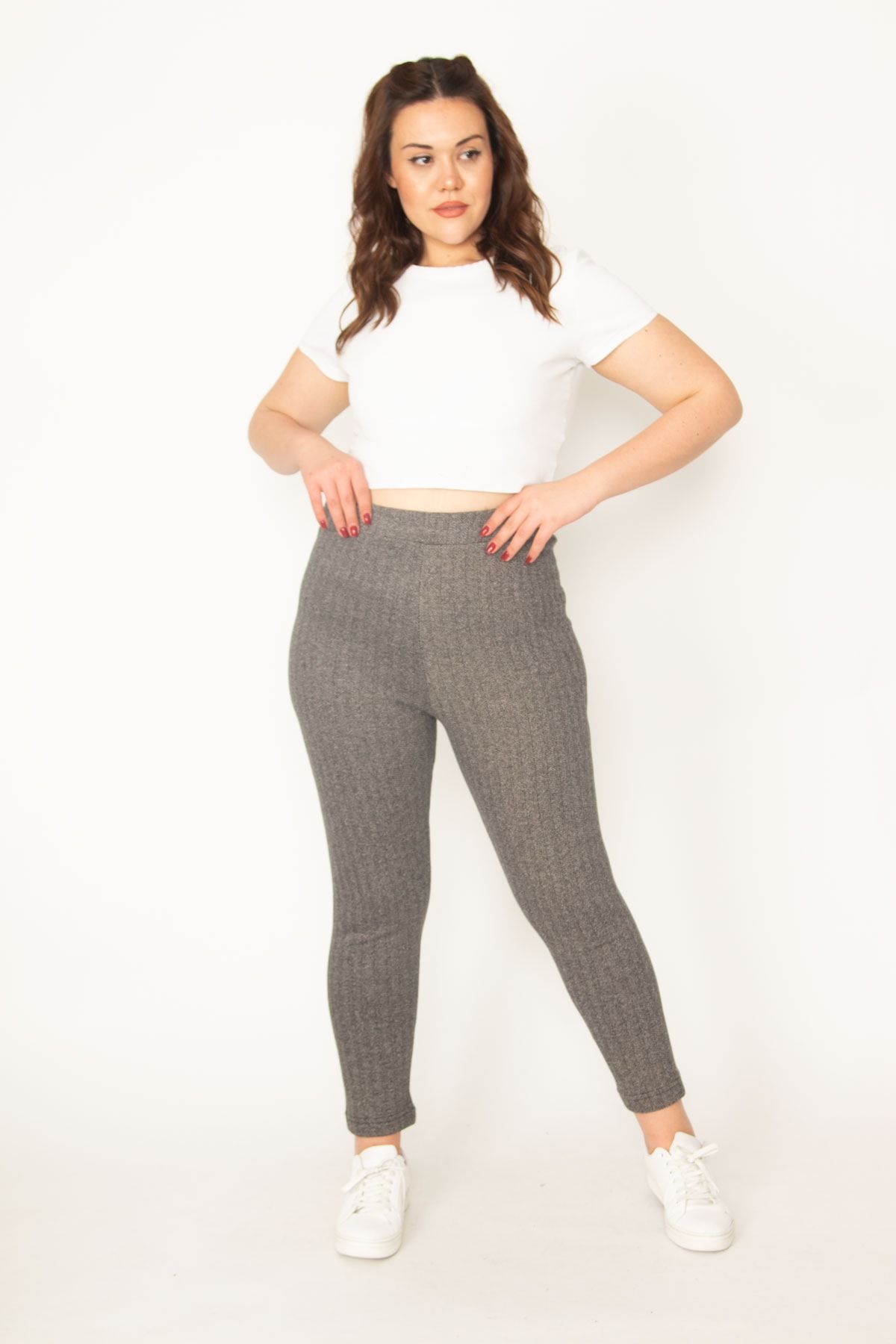 Şans Große Größen in Leggings Grau Hoher Bund Fast ausverkauft