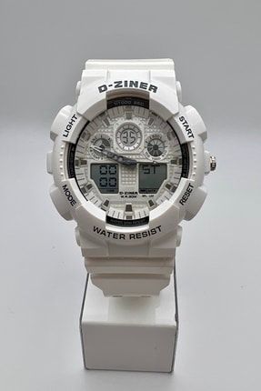 Alarmlı Işıklı Takvimli Kronometreli Spor Beyaz Erkek Kol Saati G623