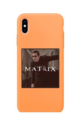 Iphone Xs Turuncu Lansman Matrix Tasarımlı Içi Süet Kaplı Kılıf IPXS-LM65