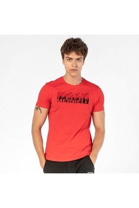 Erkek T-shirt Kırmızı Tall PRA-5947837-062945