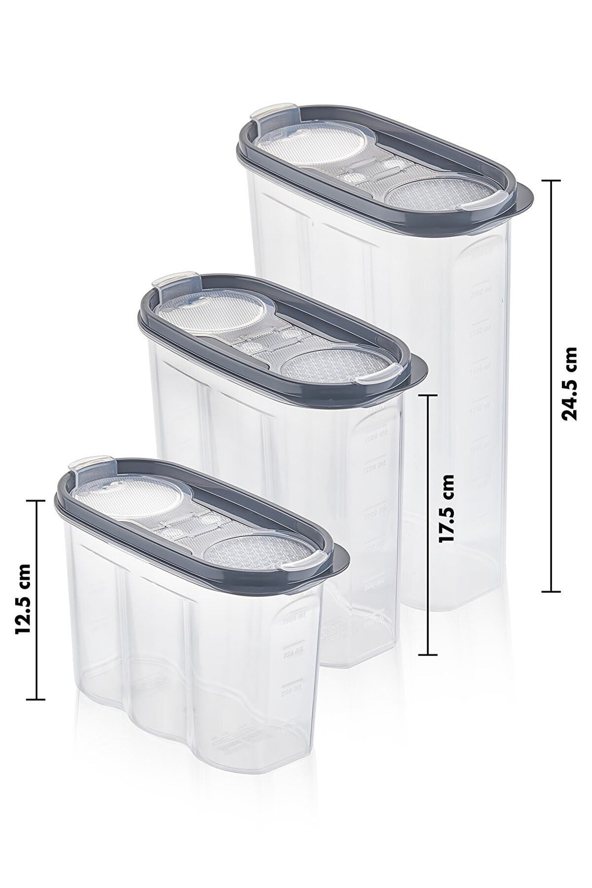 TEMMUZ HOME-9 Piece Food Storage Container Set with Leak Proof Lid 3x 1200 Ml 1700 Ml 2400 Ml 16 Liters 4