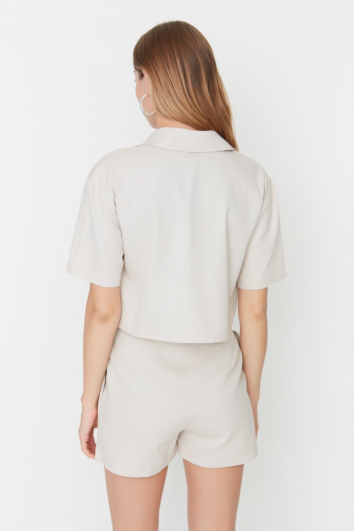 Trendyol Collection-Ткана сорочка з коротким рукавом Regular Fit TWOSS22GO0654 Ткана сорочка з кишенями TWOSS22GO0654 TWOSS22GO0654 5