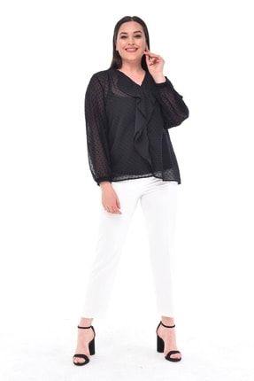 Kadın Büyük Beden Fırfır Detaylı Silky Şifon Bluz ( Iç Askılı Bluz Ile Gönderilir ) P41232