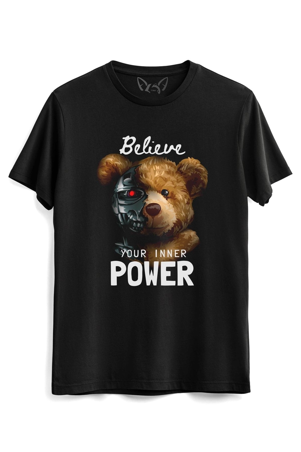 Alfa Tshirt Tricou Negru Power Tedy Bear Unisex - L