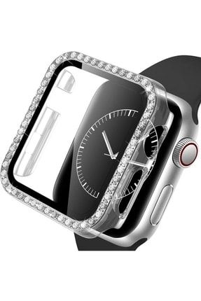 Apple Watch 38mm Uyumlu Ekran Ve Kasa Koruyucu Swarosvki Elmas Taş Kristal Çerçeveli Gard 05- 38mm