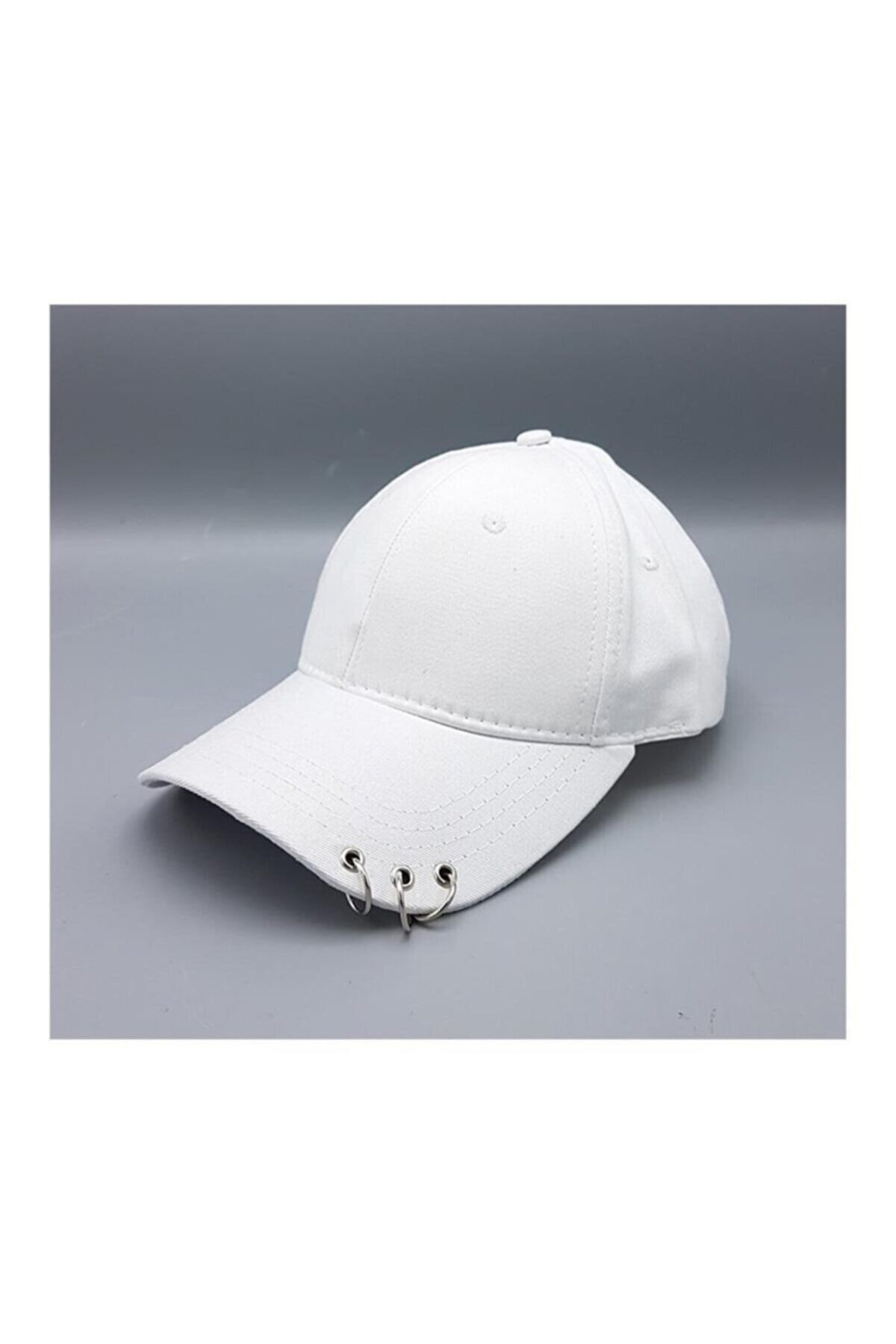 3 Halkalı Beyaz Piercing Şapka