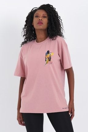 Unisex Oversize %100 Pamuklu Renkli Be Original Baskılı Pembe T-shirt mdl-ovrtshirt-1009
