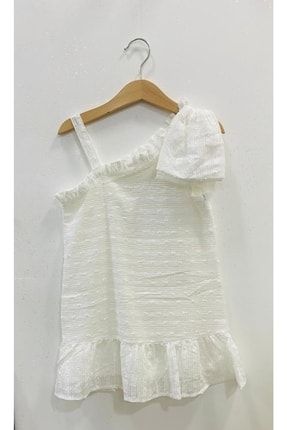 Kız Çocuk Askılı Beyaz Dokuma Elbise 31111010