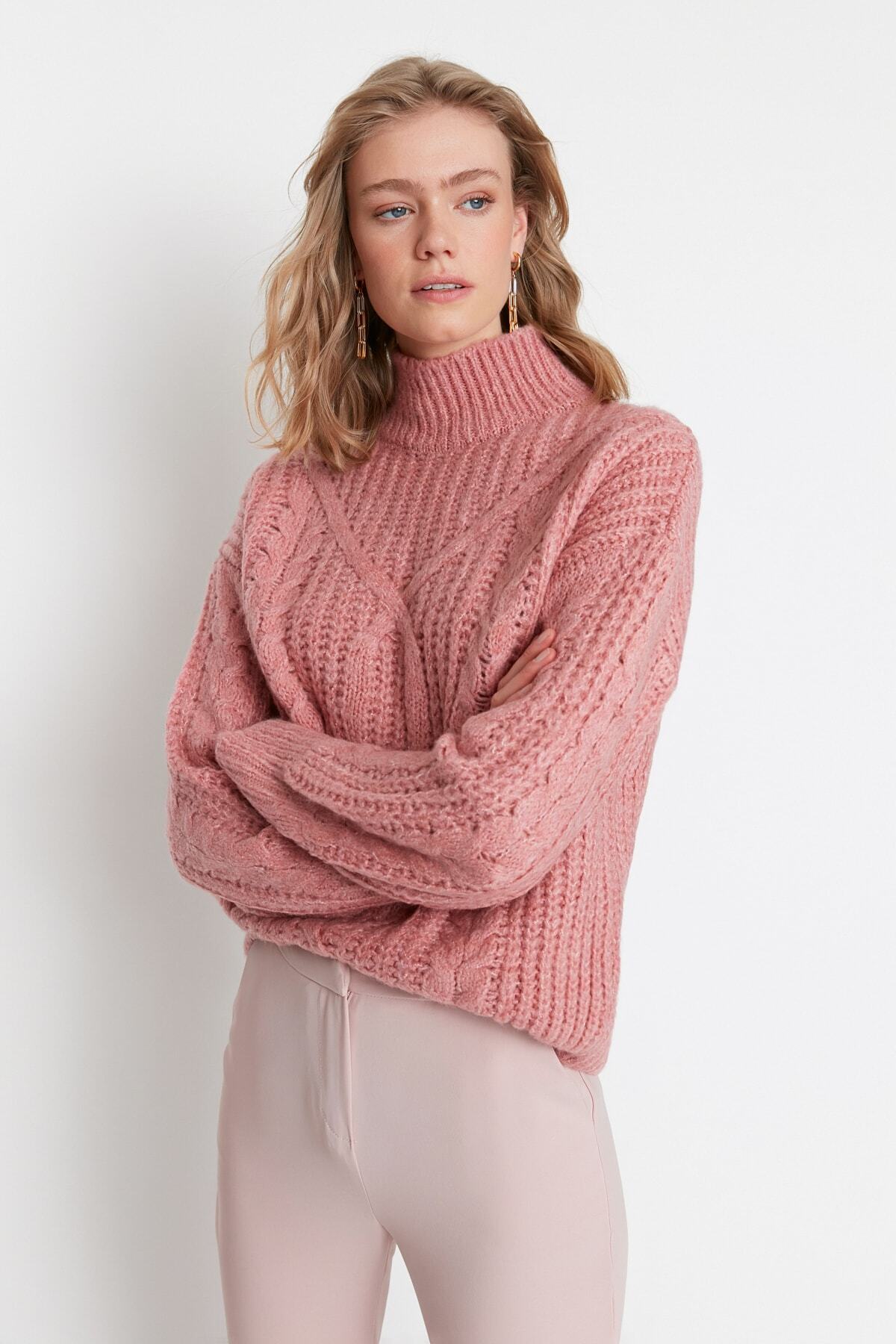 Trendyol Collection-Pulover de tricotaj cu textura pudra cu potrivire lata - TWOAW20KZ0171 3