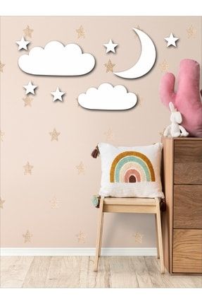 Çocuk Ve Bebek Odası Duvar Dekoratif Mdf Bulut Ay Ve Yıldızlar KTY-MDF-001