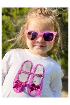 Yeni Trend Moda Şeffaf Pembe Mor Ayna Camlı Ray Ban Tarz Kız Çocuk Uv400 Güneş Gözlüğü 593473-38