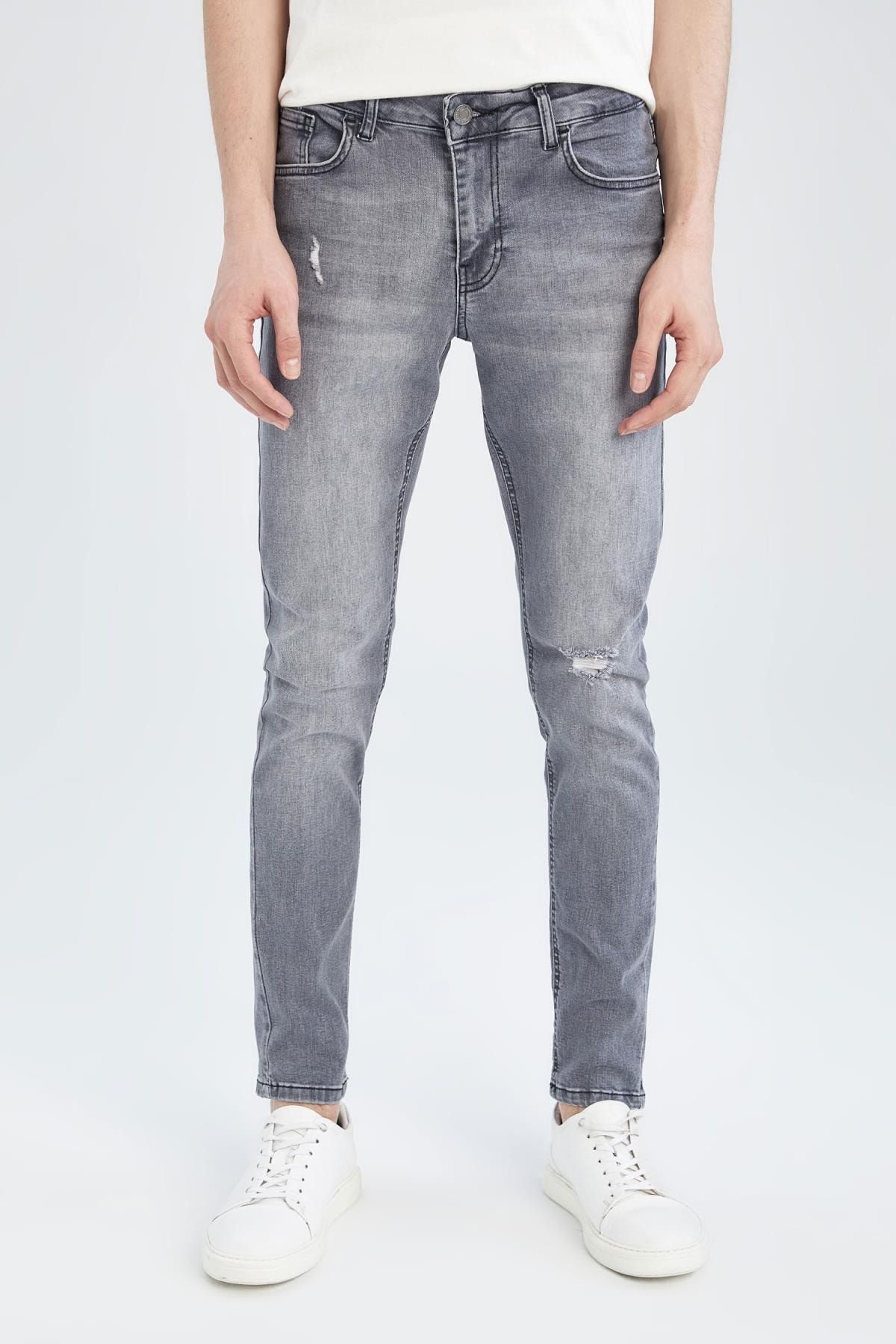 DeFacto Super Skinny Normal Bel Dar Paça Yırtık Detaylı Jean Pantolon