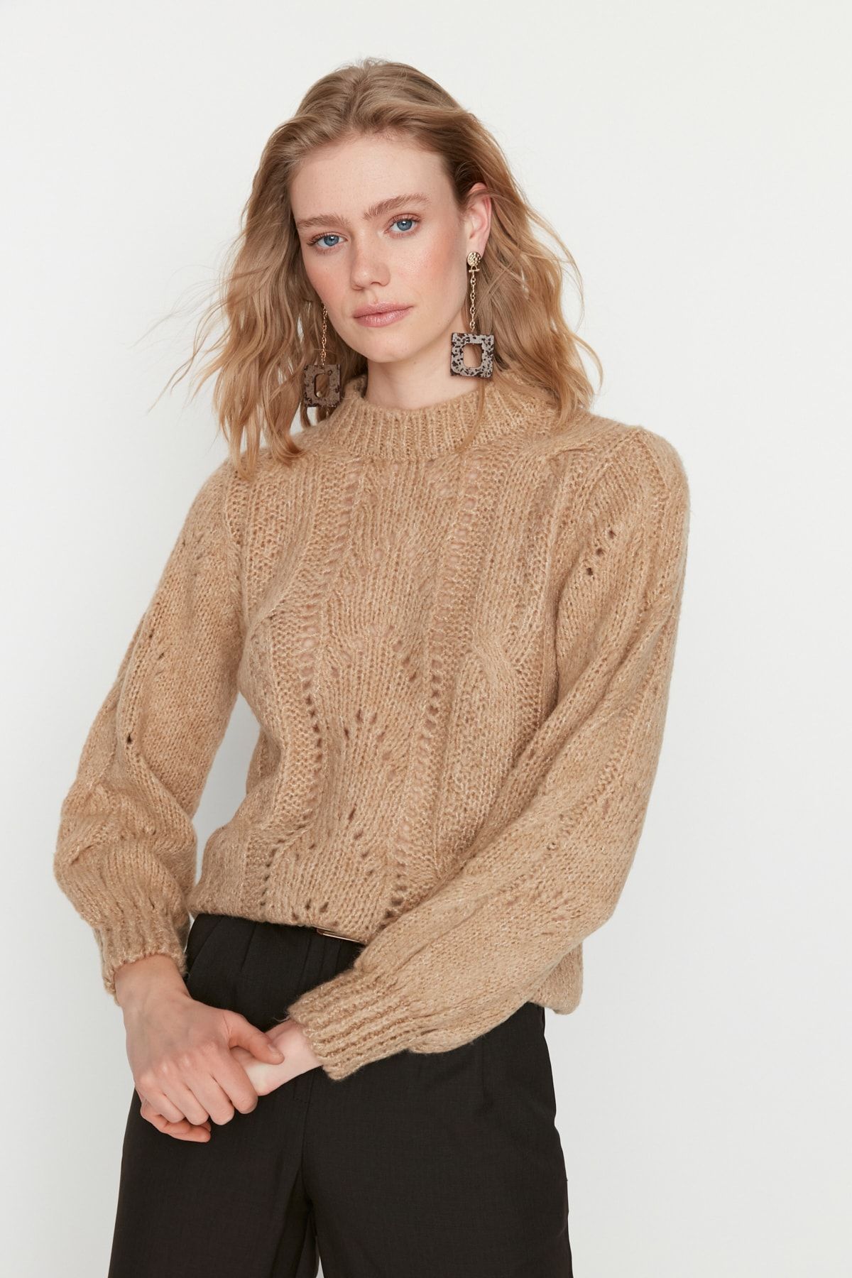 Trendyol Collection Pullover Braun Regular Fit Fast ausverkauft
