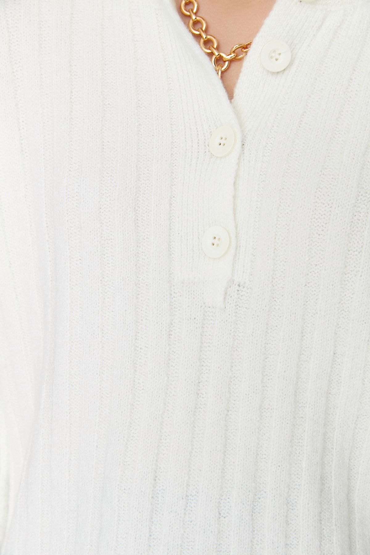 Trendyolmilla  Ekru Geniş Kalıp Yumuşak Dokulu Dik Yaka Triko Kazak TWOAW21KZ0783 - Görsel 7