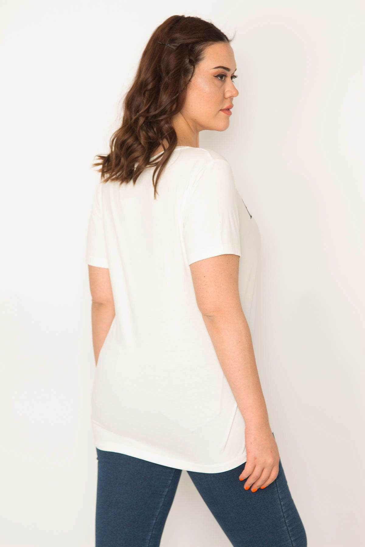 Şans-Γυναικεία Μπλούζα Bone Crew με στάμπα εμπρός 65n32646 σε Plus Size 4