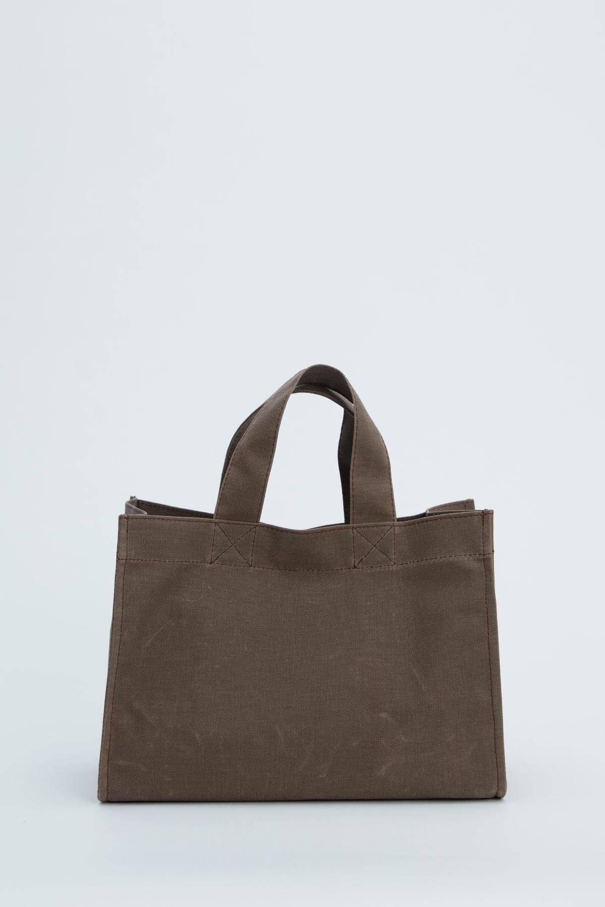 Manuka-Kleine Canvas-Tasche in Braun mit Wascheffekt 7
