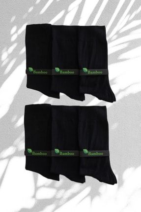 Erkek Bambu Yazlık Çorap Dikişsiz 6 Çift Siyah OLR60050