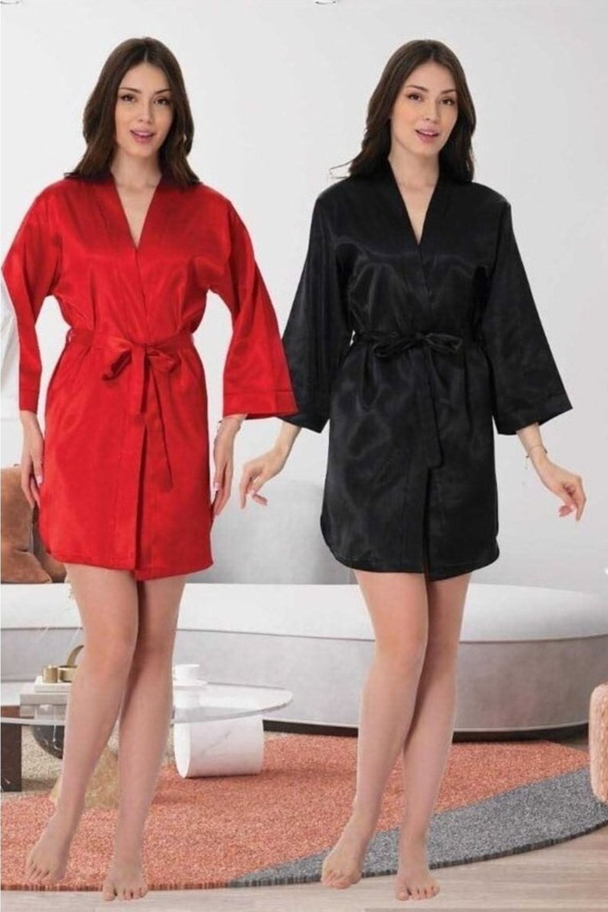 by İGP-Rochie neagră scurtă din satin pentru femei 1
