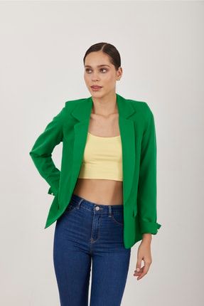 Kadın Kumaş Yeşil Ceket 9019