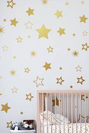 Yıldız Duvar Sticker 3-4-5 Cm 150 Adet - Gold k215