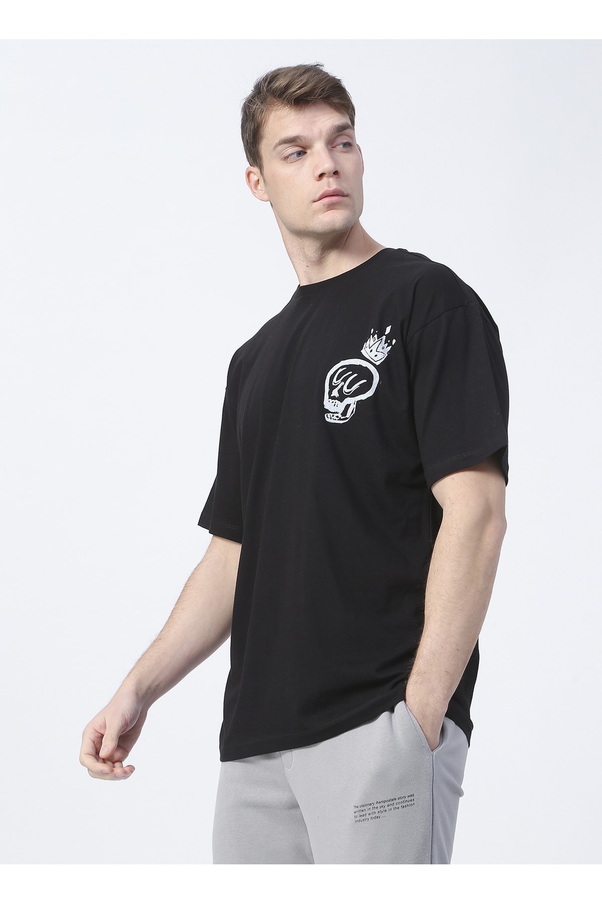 Cem Güventürk X Boyner E-cem 30 O Yaka Oversize Baskılı Siyah Erkek T-shirt