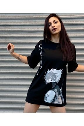 Sasuke Ninja Siyah Oversize Unisex Tshirt tişört-sasuke