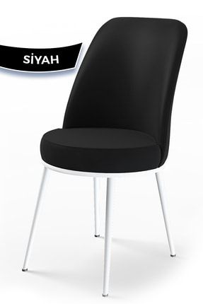 Dexa Serisi, Üst Kalite Mutfak Sandalyesi, Siyah Sandalye, Metal Beyaz Iskeletli DEXA01BYZ