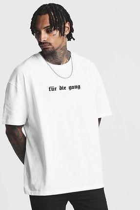 Blackrock Unisex Örme Für Die Gang Basklı Beyaz T-shirt BR-FÜR-DİE-GANG