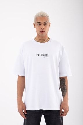 Oversize Delusion Pamuklu T-shirt Beyaz M1681