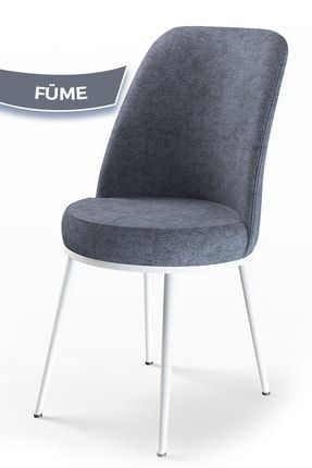 Dexa Serisi, Üst Kalite Mutfak Sandalyesi, Füme Sandalye, Metal Beyaz Iskeletli DEXA01BYZ