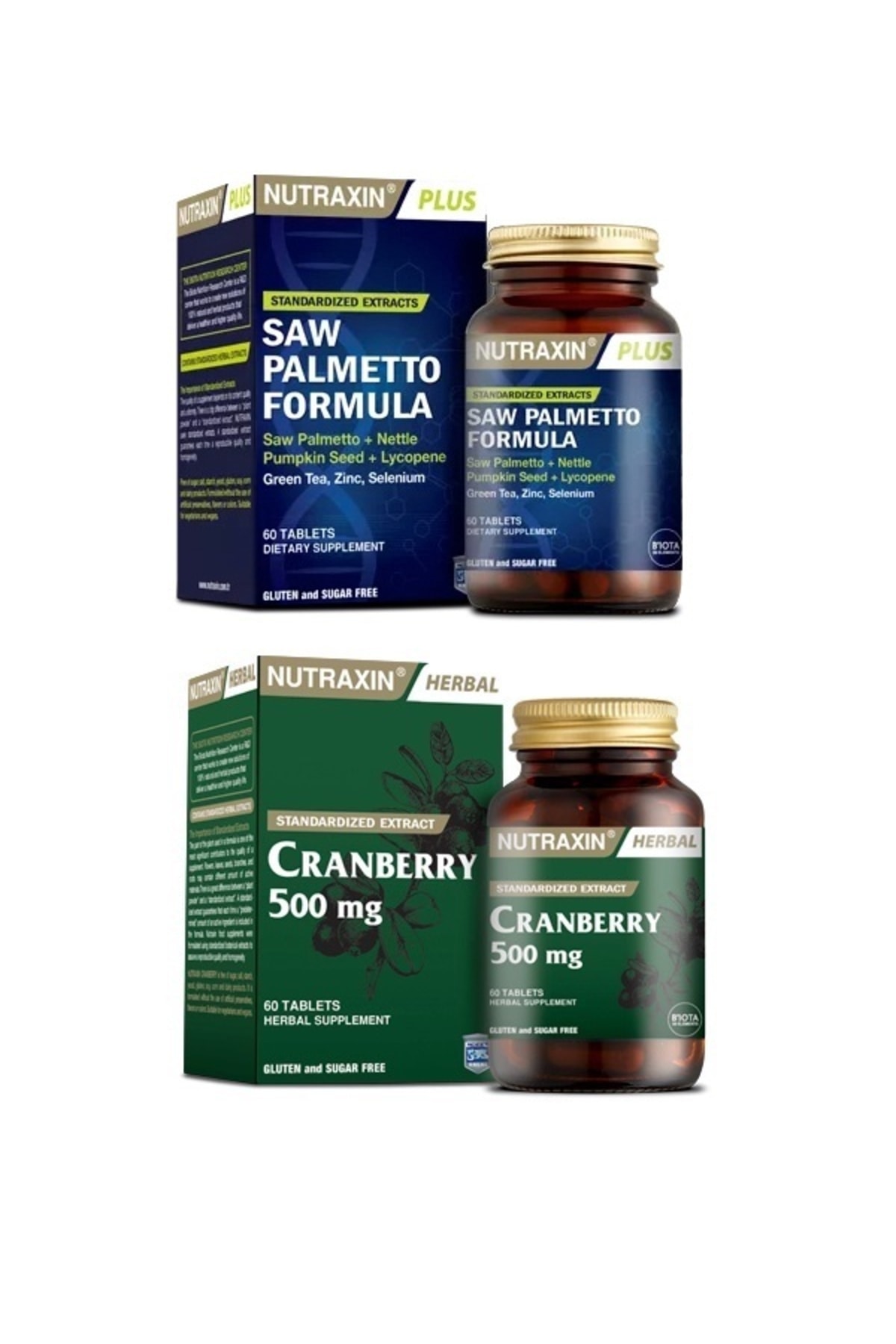 ENZYMEFLORA カカオフレーバー 60包 Nutraxin Saw Palmetto Formula 60 Tablet + Cranberry 500 Mg 60