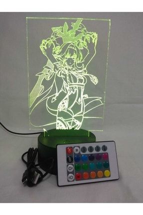 3 D Gece Lambası Genshin Impact Eula Anime Pleksi 16 Renk Led Işık Uzaktan Kumandalı