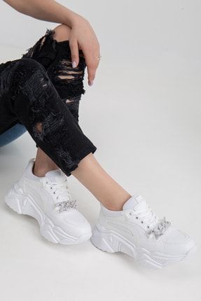 Beyaz - D1200 Günlük Ortopedik Kadın Sneaker Spor Ayakkabı 22YDaGZ20000001