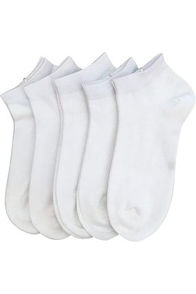 Beyaz Kaliteli Pamuklu Bilek Boy Patik Çorap 5^li 40-45 Numara HARMAN1111