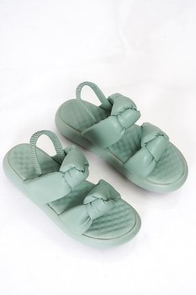 Kadın Mint Çift Bant Bağlı Sandalet EA77