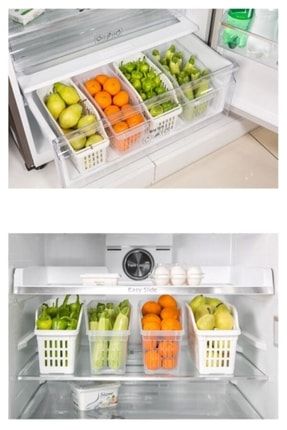 3 Adet Buzdolabı Dolap Içi Düzenleyici Meyve Sebze Yeşillik Organizeri Beyaz DZNLYC004