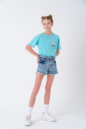Mavi Kız Çocuk Esnek Belli Destroy Paçalı Kot Jean Şort Kjs2 MRL000121