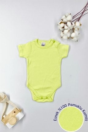 Unisex Pamuklu Kısa Kol Çıtçıtlı Bebek Body - Yeşil MNL0105