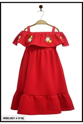 Kız Çocuk Elbise Askılı Çiçekli Aryobin Kumaş Abiye Elbise 603
